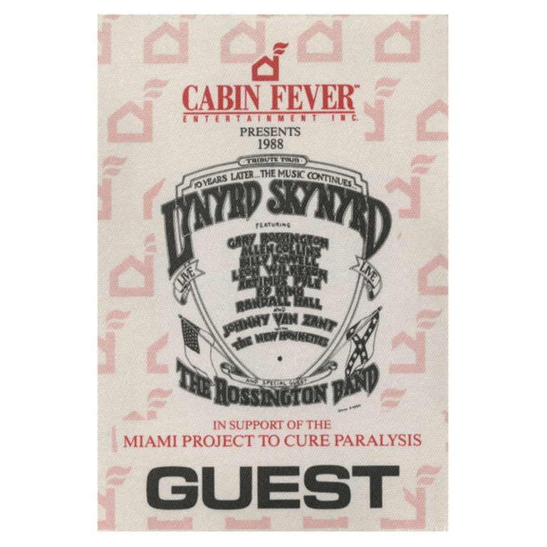 Lynyrd Skynyrd 1988 Tribute Concert Tour Guest Backstage Pass