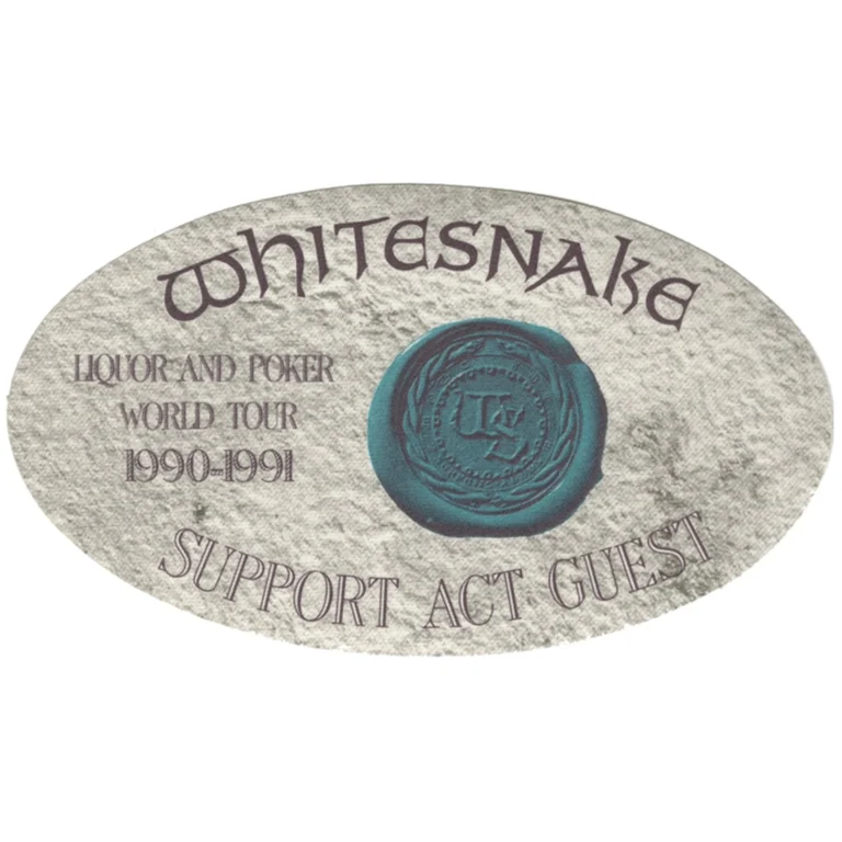 Whitesnake 1990 Liquor and Poker Concert Tour Support Act Backstage Pass