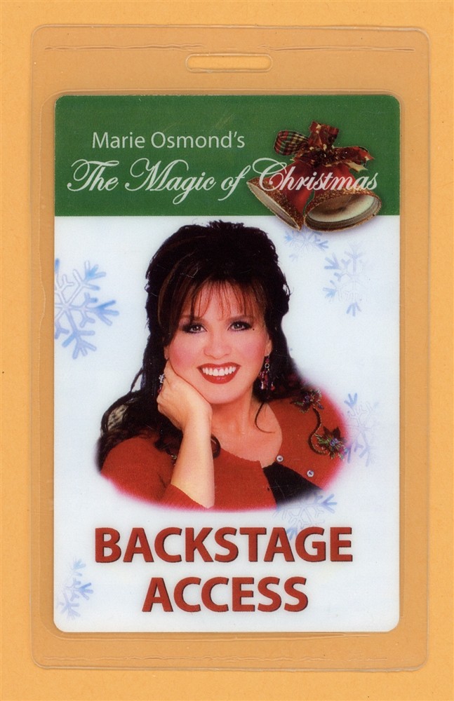 Marie Osmond Magic of Christmas Tour Laminated Backstage Pass