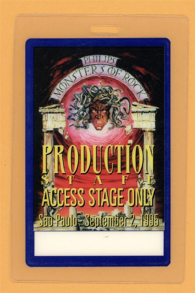 Ozzy Osbourne 1995 Monsters of Rock Tour Alice Cooper Laminated Backstage Pass