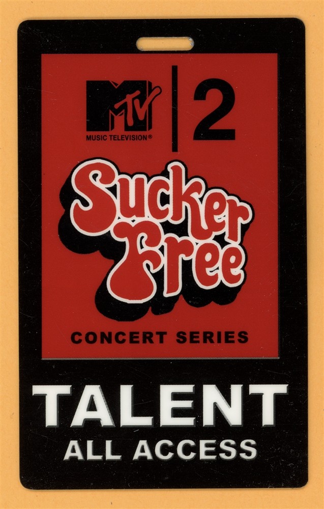 MTV Sucker Free Tour Talent Laminated Backstage Pass