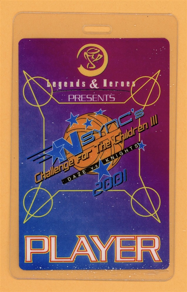 NSYNC 2001 Challenge for Children III Player Laminated Backstage Pass