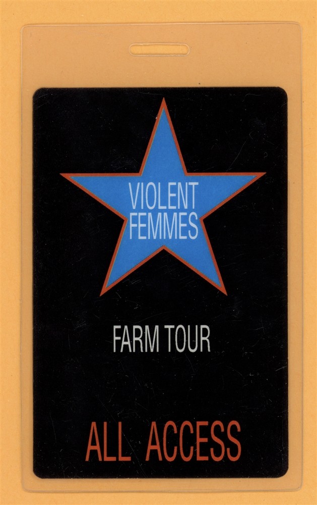 Violent Femmes 1995 Farm Tour All Access Laminated Backstage Pass
