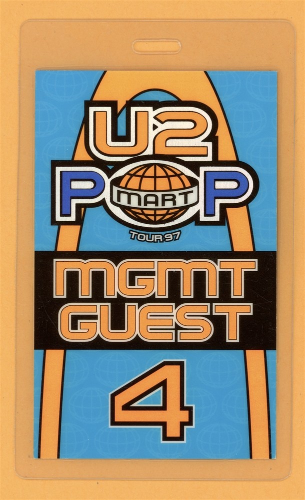 U2 1997 POP Mart Tour MGMT Guest 4 Laminated Backstage Pass