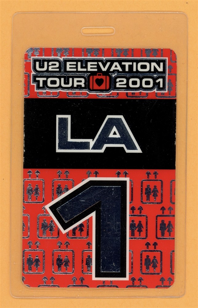 U2 2001 Elevation Tour LA 1 Laminated Backstage Pass