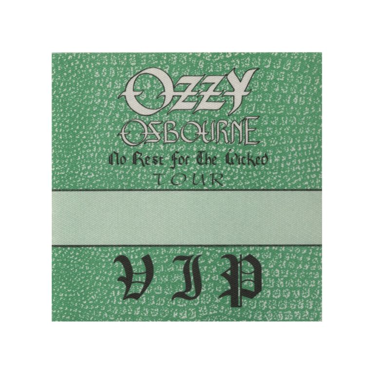 Ozzy Osbourne 1988 No Rest for the Wicked Concert Tour VIP Backstage Pass