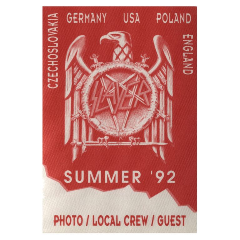 Slayer 1992 Summer Concert Tour Local Crew Backstage Pass