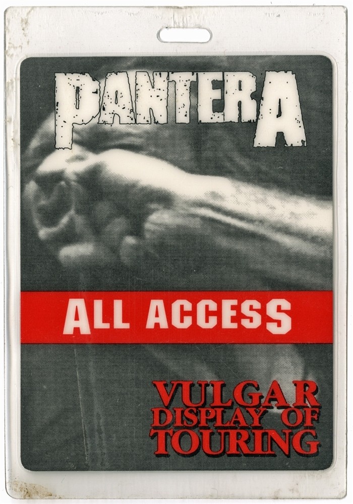 Pantera 1992 Vulgar Display of Power Concert Tour Laminated Backstage Pass