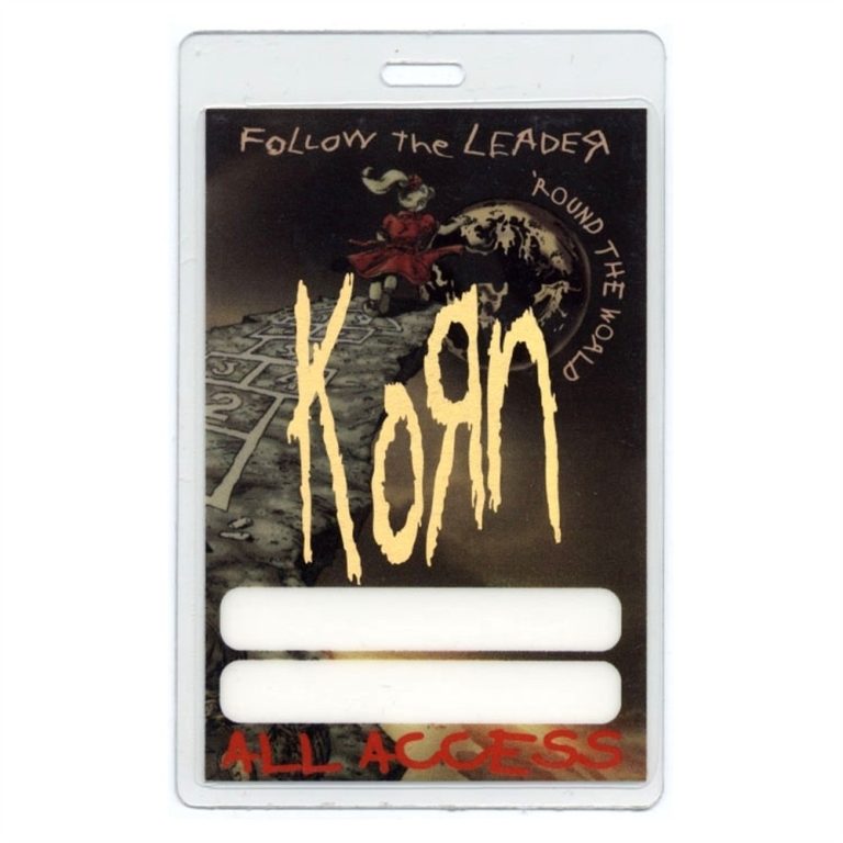 Korn 1998 Follow the Leader Concert Tour Laminated Backstage Pass
