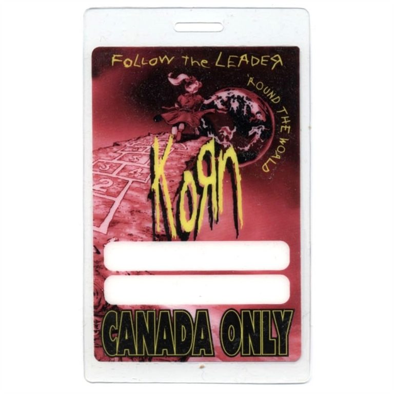 Korn 1998 Follow the Leader Concert Tour Canada Laminated Backstage Pass