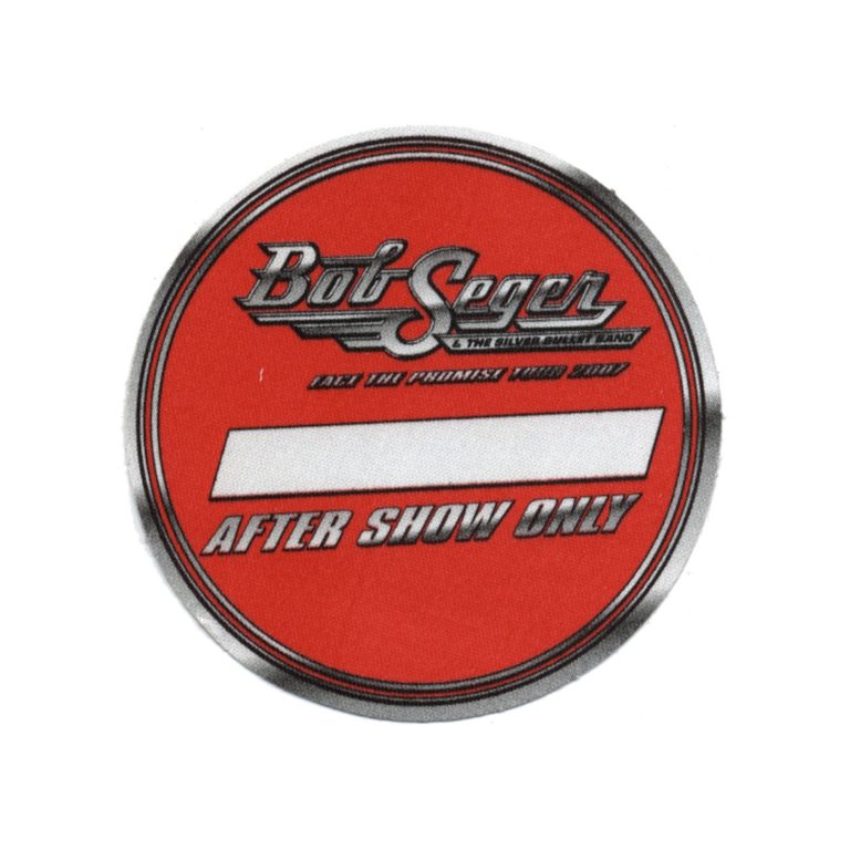 Bob Seger 2007 Face the Promise Concert Tour After Show Backstage Pass