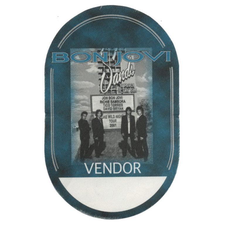 Bon Jovi 2001 One Wild Night Concert Tour Vendor Backstage Pass