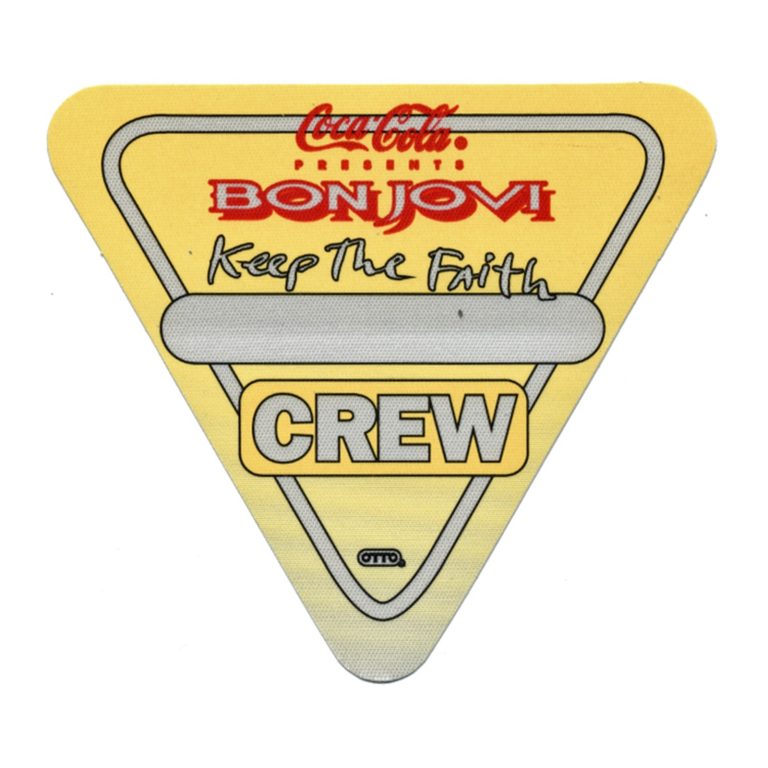 Bon Jovi 1993 Keep the Faith Concert Tour Crew Backstage Pass