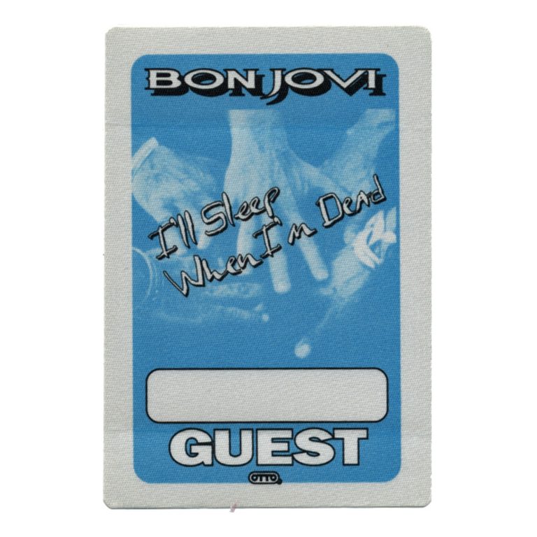 Bon Jovi 1993 I'll Sleep When I'm Dead Concert Tour Guest Backstage Pass