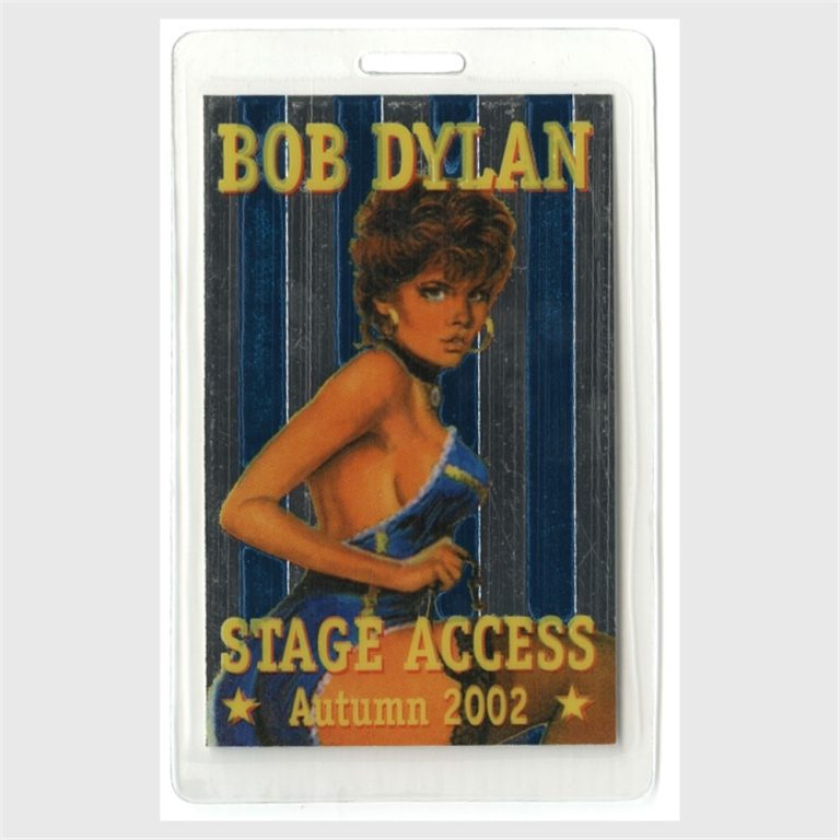Bob Dylan 2002 Concert Tour Laminated Backstage Pass