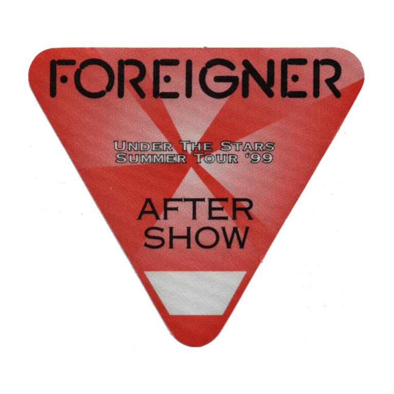 Foreigner 1999 Under The Stars Concert Tour After Show Backstage Pass