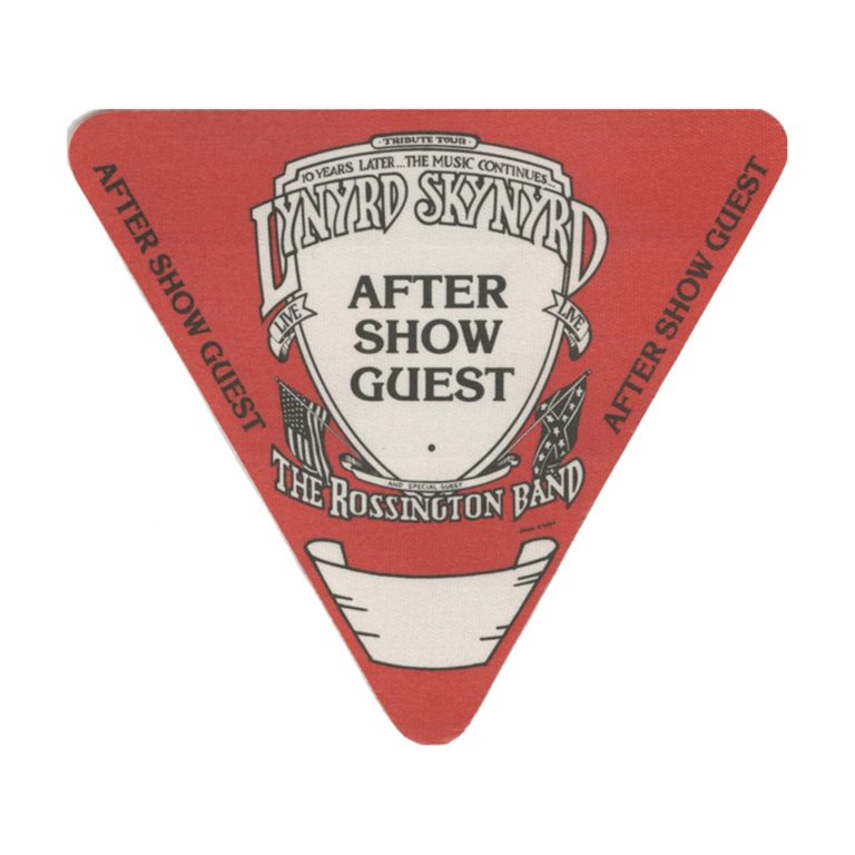 Lynyrd Skynyrd 1987 Tribute Concert Tour Aftershow Backstage Pass
