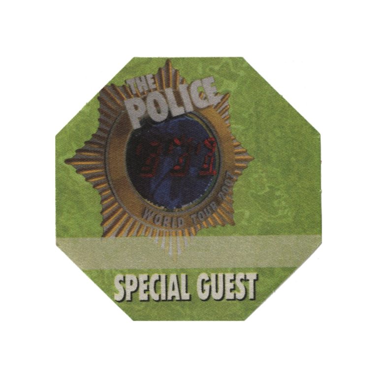 The Police 2007 Reunion Concert Tour Special Guest Backstage Pass