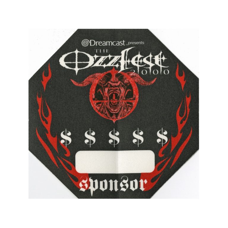 Ozzy Osbourne 2000 Ozzfest w/ Pantera Concert Tour Sponsor Backstage Pass