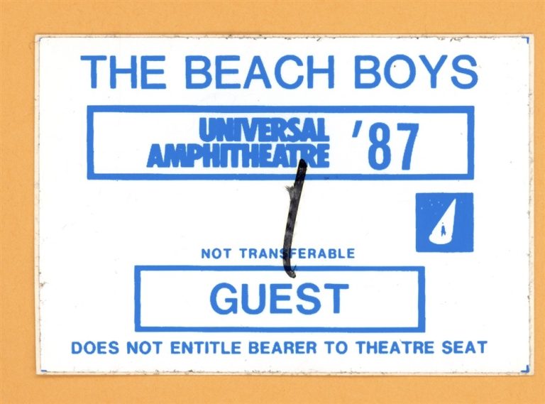 The Beach Boys 1987 Concert Tour Guest Backstage Pass