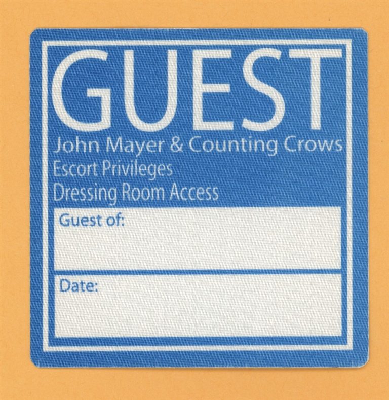 John Mayer 2003 Counting Crows Concert Tour Backstage Pass