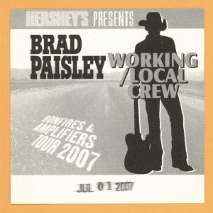 Brad Paisley 2007 Bonfires & Amplifiers Concert Tour WORKING Backstage Pass