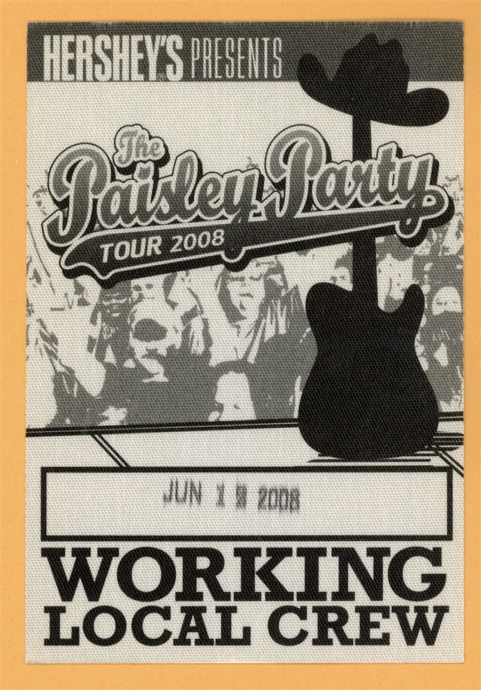 Brad Paisley 2008 Paisley Party Concert Tour WORKING Backstage Pass