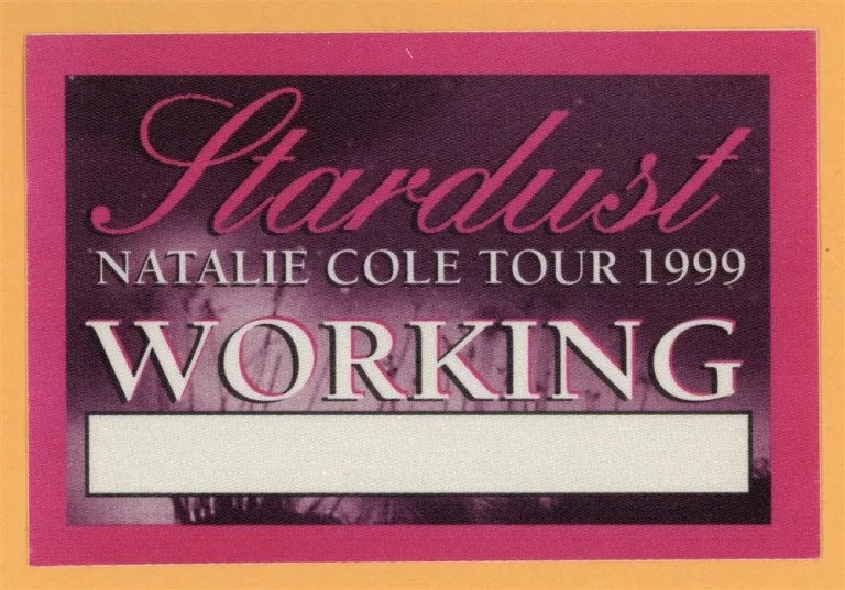 Natalie Cole 1999 Stardust Concert Tour WORKING Backstage Pass