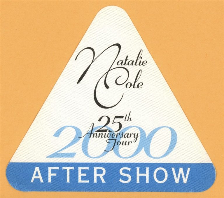 Natalie Cole 2000 25th Anniversary Concert Tour AFTER SHOW Backstage Pass
