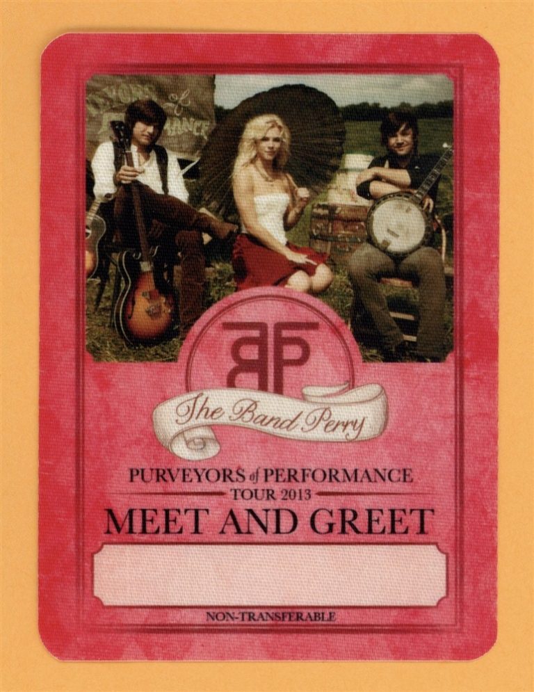 The Band Perry 2012 Purveyors of Performance Concert Tour M&G Backstage Pass