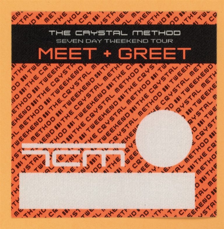 The Crystal Method 2001 Tweeken Concert Tour MEET & GREET Backstage Pass
