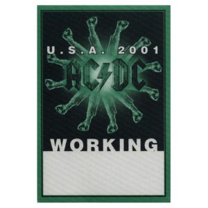 AC/DC 2001 Stiff Upper Lip Concert Tour Working Backstage Pass - USA