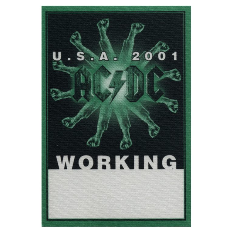 AC/DC 2001 Stiff Upper Lip Concert Tour Working Backstage Pass - USA