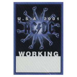 AC/DC 2001 Stiff Upper Lip Concert Tour Working Backstage Pass - USA
