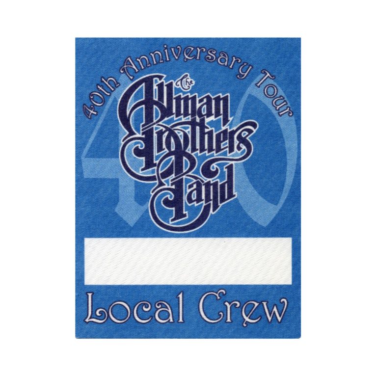 Allman Brothers 2009 40th Anniversary Concert Tour Local Crew Backstage Pass