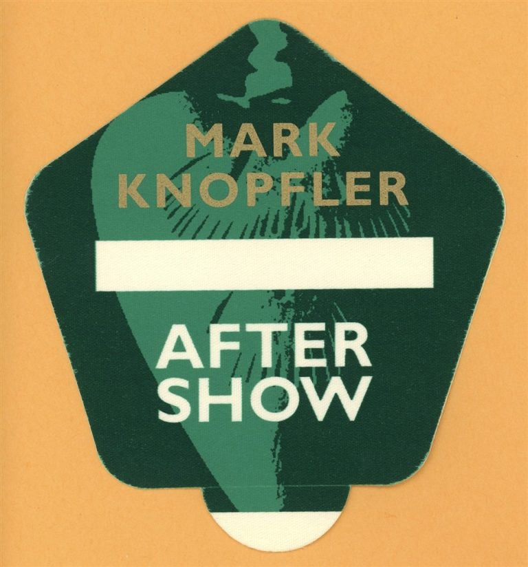 Dire Straits Mark Knopfler 1996 Concert Tour AFTER SHOW Backstage Pass