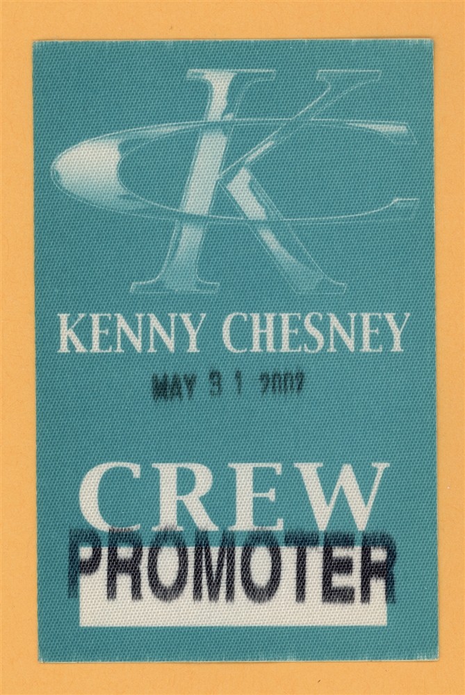 Kenny Chesney 2002 Concert Tour CREW Backstage Pass