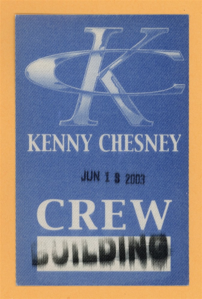 Kenny Chesney 2003 Concert Tour CREW Backstage Pass