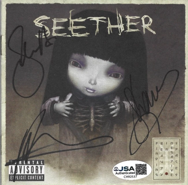 Seether SIGNED Finding Beauty in Negative Spaces CD Cover #2 JSA COA Autographed