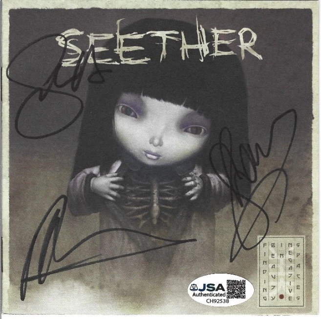 Seether SIGNED Finding Beauty in Negative Spaces CD Cover #1 JSA COA Autographed