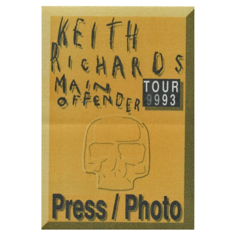 Keith Richards 1993 Main Offender Concert Tour Press Backstage Pass