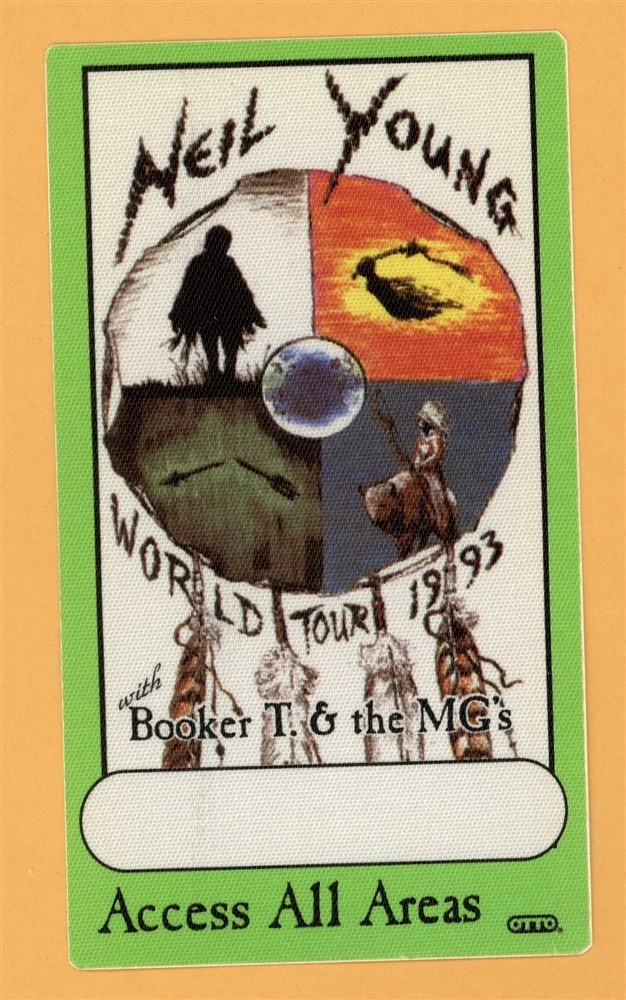 NEIL YOUNG 1993 W/ BOOKER T. & THE MG’S CONCERT TOUR AAA BACKSTAGE PASS COLLECTIBLE MEMORABILIA