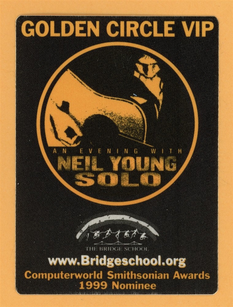 Neil Young 1999 Bridge School Golden Circle Concert Tour VIP Backstage Pass