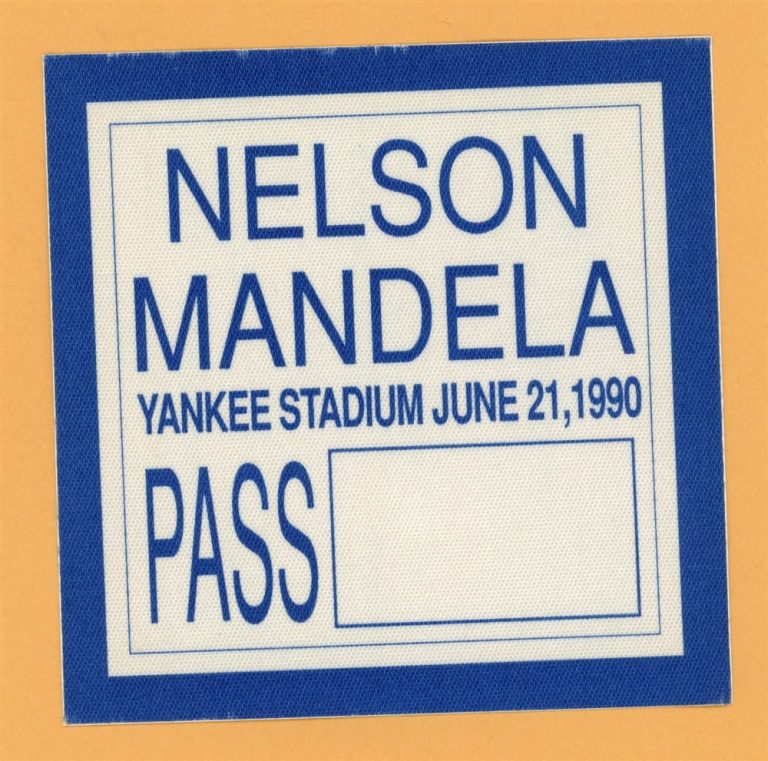 Nelson Mandela 1990 Yankee Stadium Backstage Pass - New York Yankees