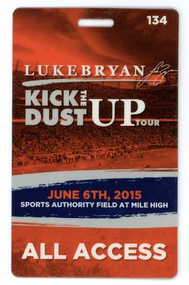 Luke Bryan All Access Backstage Laminated Pass - 2015 Kick The Dust Up Tour