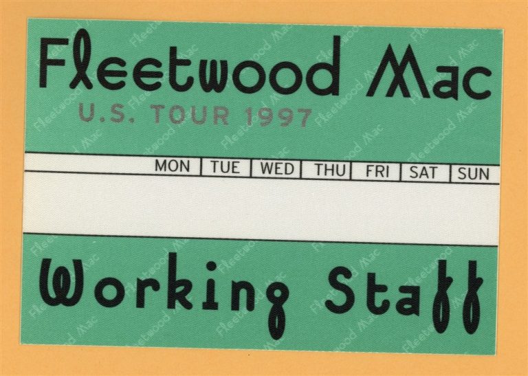 Fleetwood Mac 1997 The Dance Concert Tour WORKING Backstage Pass