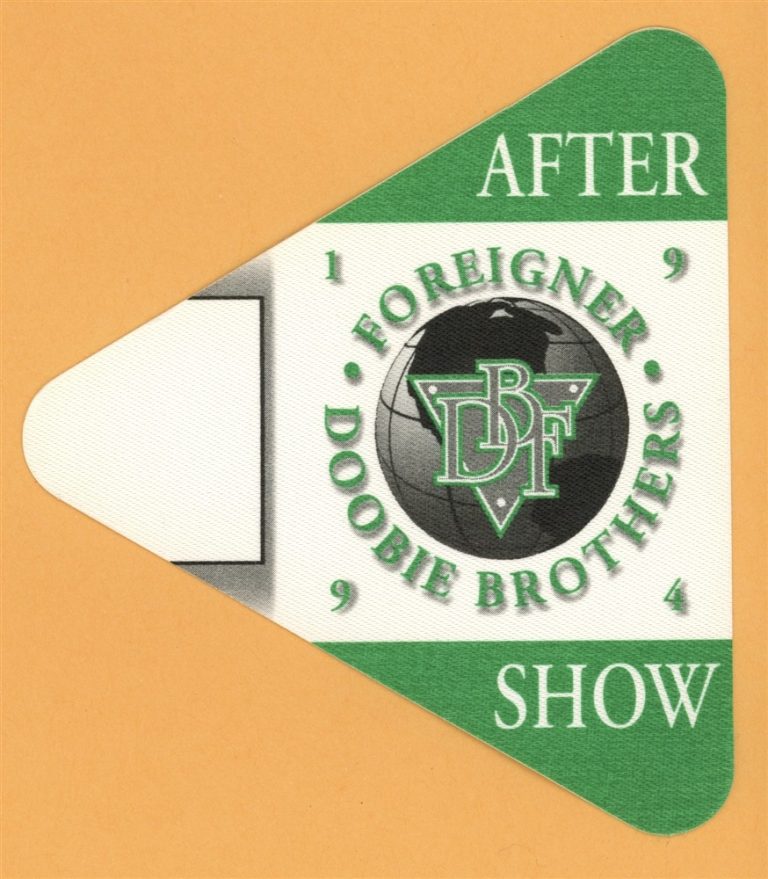 Foreigner 1994 Doobie Brothers Concert Tour AFTER SHOW Backstage Pass