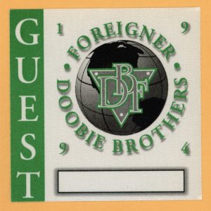 Foreigner 1994 Doobie Brothers Concert Tour GUEST Backstage Pass