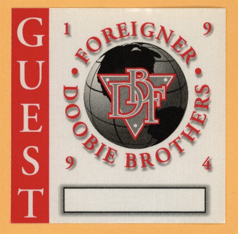 Foreigner 1994 Doobie Brothers Concert Tour GUEST Backstage Pass