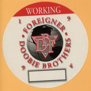 Foreigner 1994 Doobie Brothers Concert Tour WORKING Backstage Pass